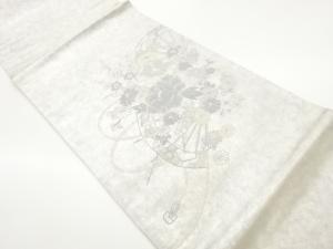 相良刺繍花々模様織出し袋帯